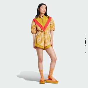 adidas Yellow & Red Patterned Short Jumpsuit
